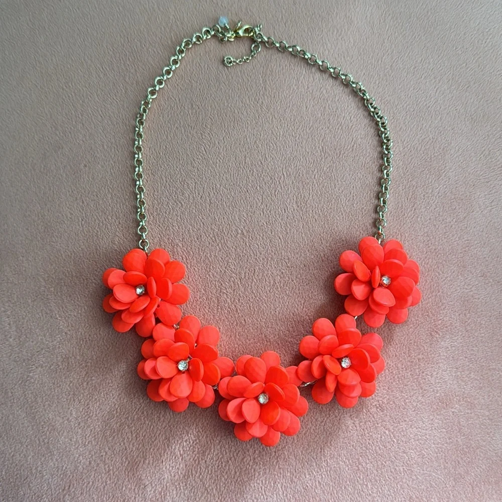 Crewcuts by J. Crew Girl’s Bright Coral Floral Statement Necklace